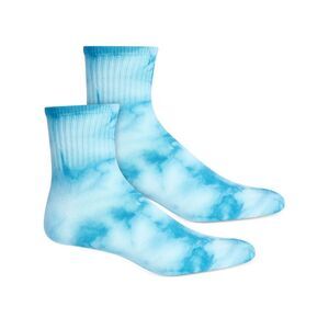 SUN STONE Mens Aqua Tie Dye Logo Ribbed-Knit Cuff Casual Quarter Socks 7-12